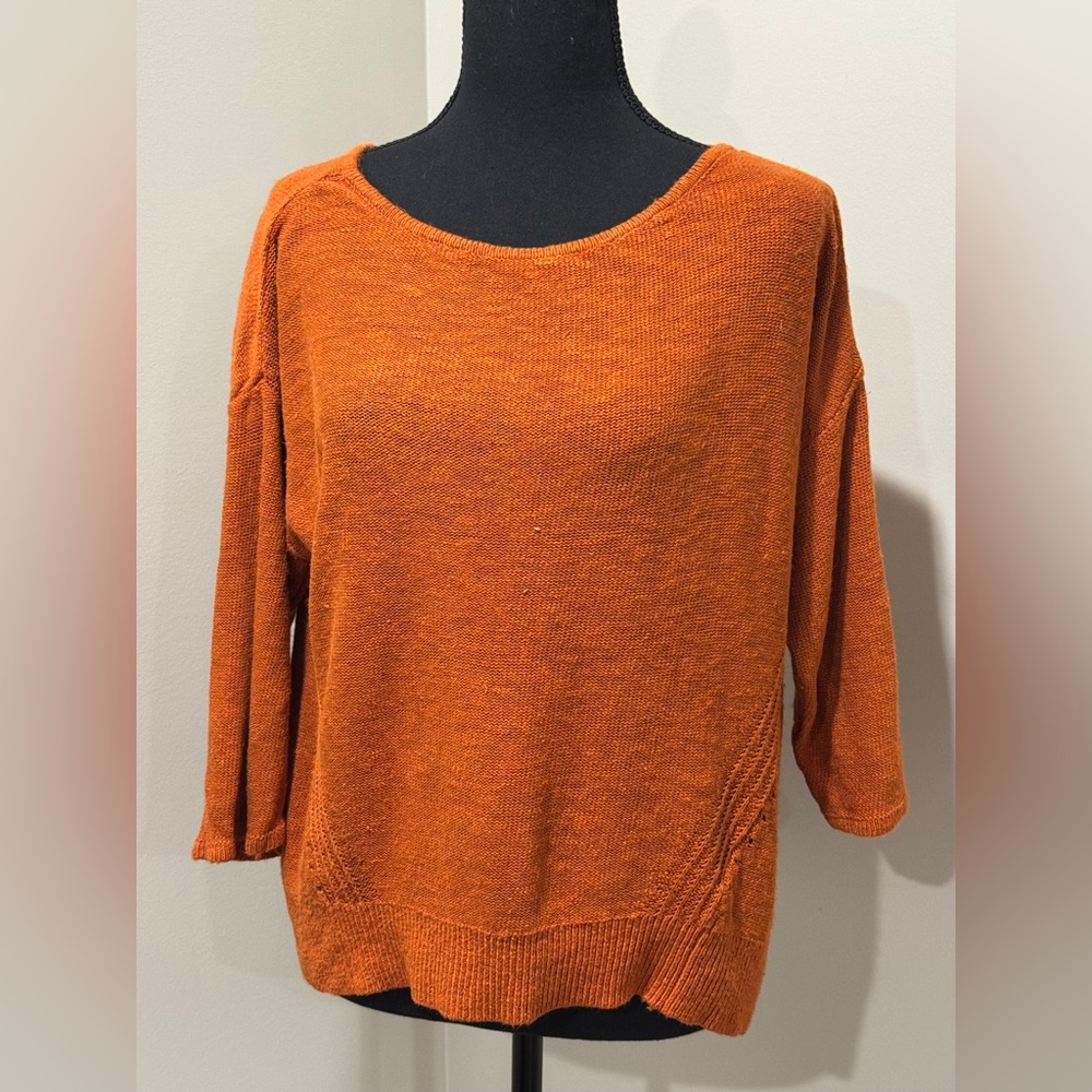 Anthropologie Burnt Orange Crew Neck Sweater -Handcrafted look!-Size Medium
